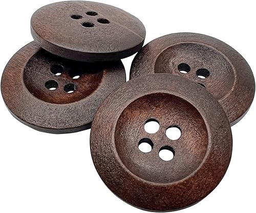 50 botones de madera, botones redondos de madera de 0.984in, botones de madera decorativos redondos, 4 agujeros para coser ropa de manualidades