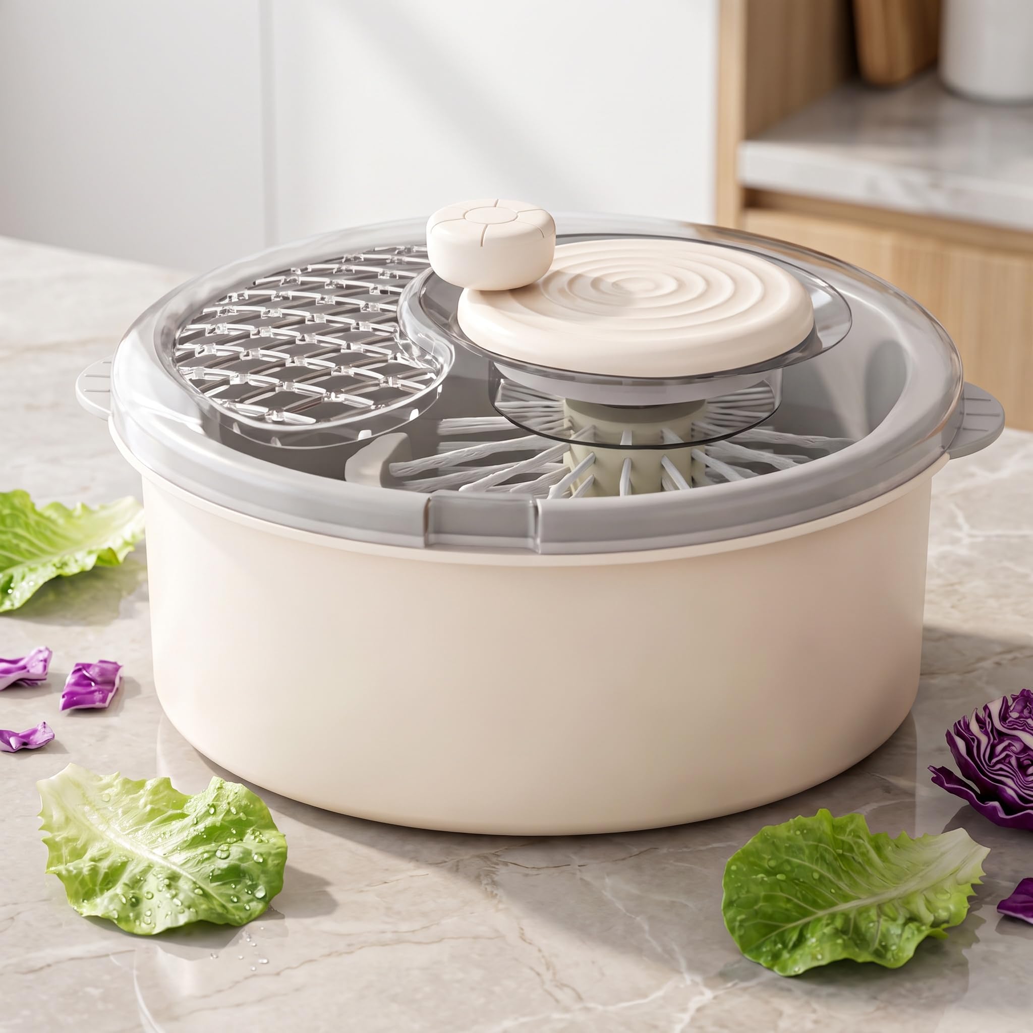 Centrifugadora De Lechuga, Lavadora De Frutas Y Verduras Manual, Lavadora De Ensaladas Giratoria, para Bayas, Uvas, Granos, para El Hogar, Apartamento, Camping, Cocina Y Blue