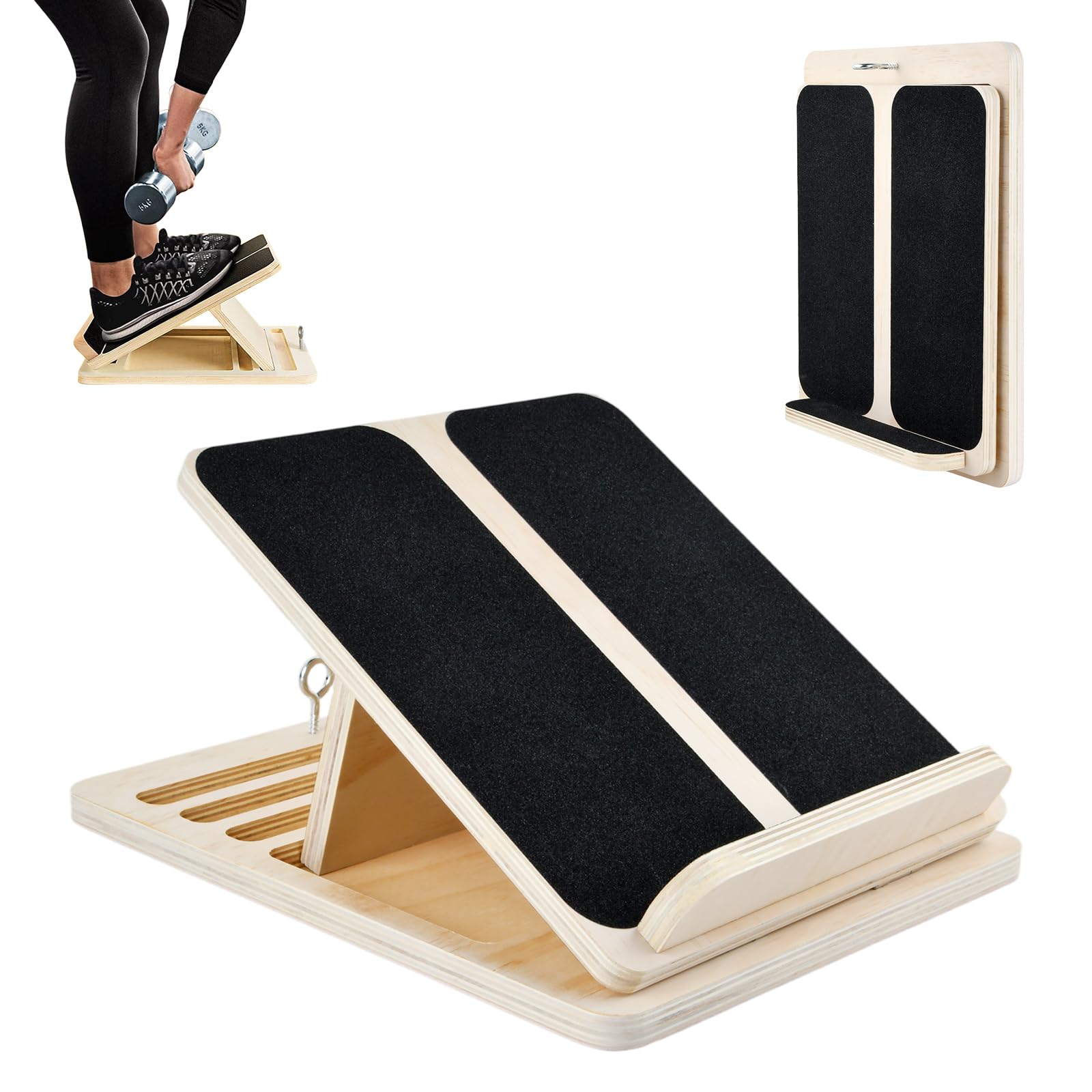 Tavola Inclinata Regolabile, Tavola Inclinata Regolabile in Legno, Tavolas per Polpaccio Pieghevole Antiscivolo, Slant Board Professionale per Allungamento Muscolare