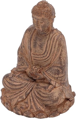 Miniatura 3 de Pilipane Estatua de Buda de madera serena sentada, estatua de Buda sereno durmiente de madera, escultura tallada a mano, estatuilla decorativa para