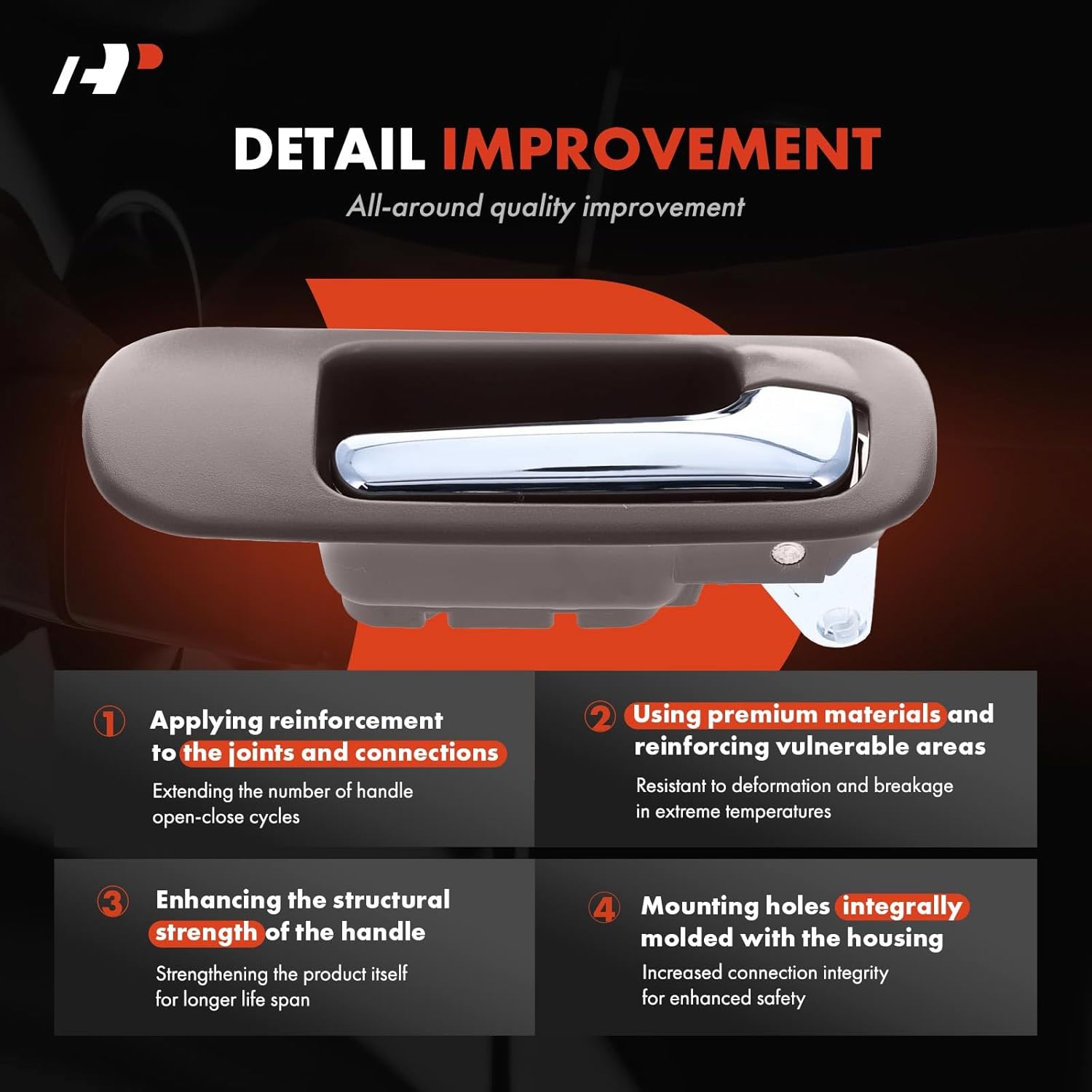 A-Premium Inside Interior Door Handles Compatible with Honda Civic 2001 2002 2003 2004 2005, Brown Bezel with Chrome Lever, 2-PC Set, Front Driver and Passenger Side