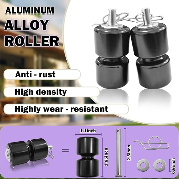 Stainless Lift Cables for Open Trailer Tailgate Ramp Lift Assist | 2 cables, 4 aluminum rollers, pins, washers, quick install spring clips for open utility trailers