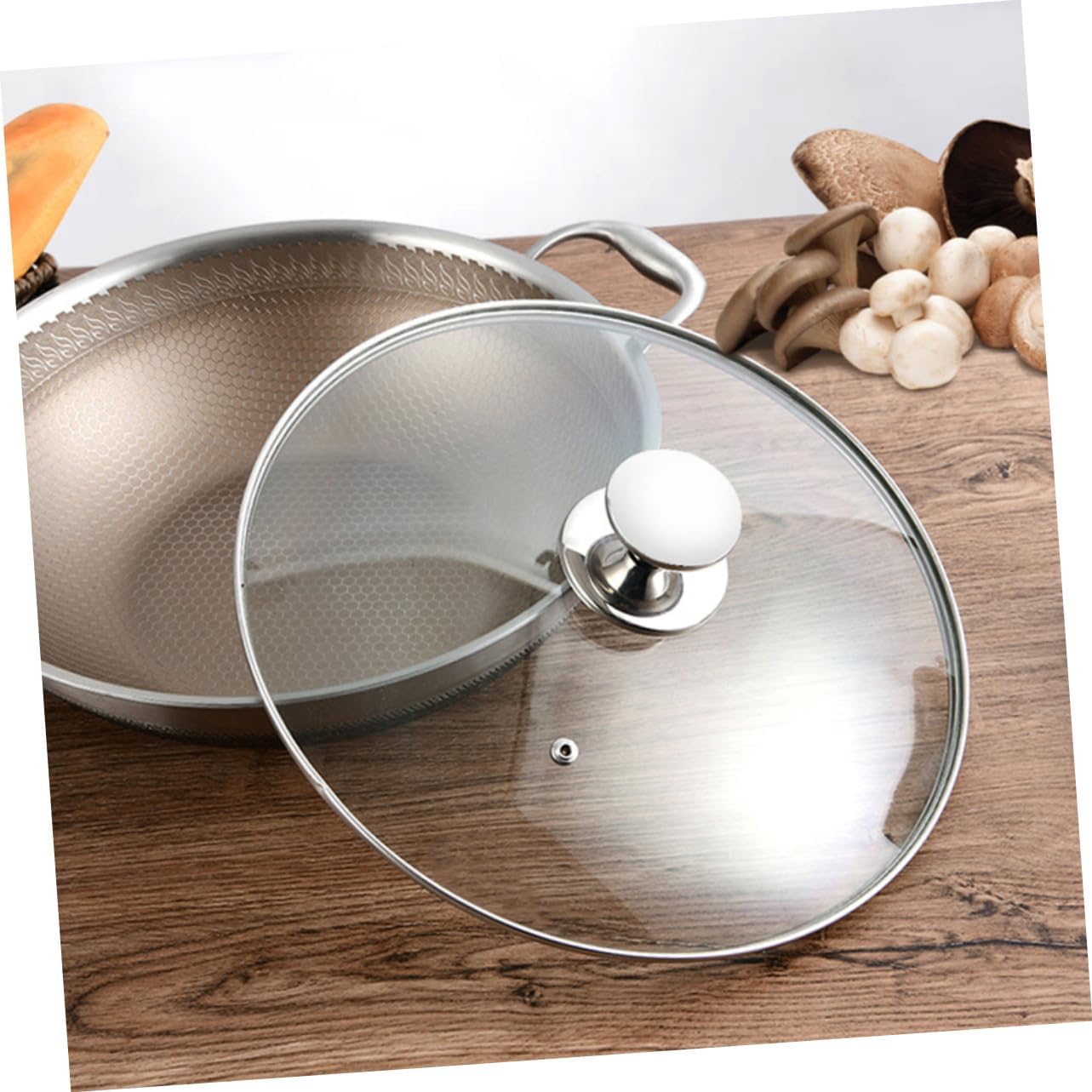 1pc Visible Tempered Glass Pot Cover Cooking Lid for Frying Soup Pans Heat Resistant Knob Practical Kitchen Food Cover Suitable for Cookware Types