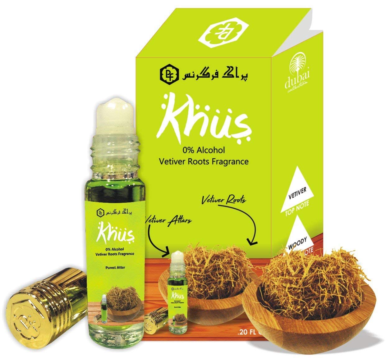 Huile de parfum Khus vétiver 6ml pur élixir naturel d'herbe sèche haut de gamme