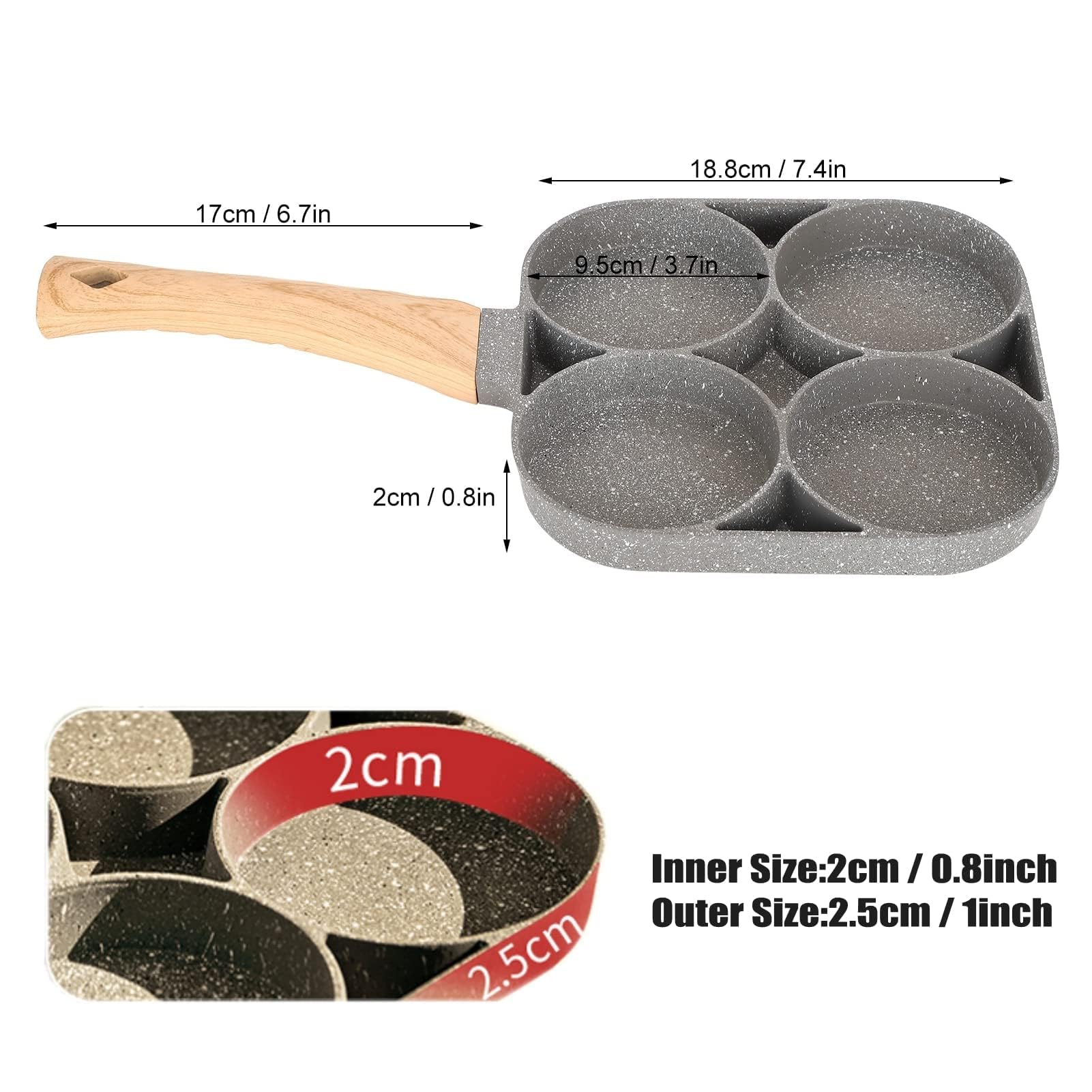 Padella Per Pancake E Uova A 4 Fori - Antiaderente, Per Induzione E Gas, Facile Da Pulire - Foto 11