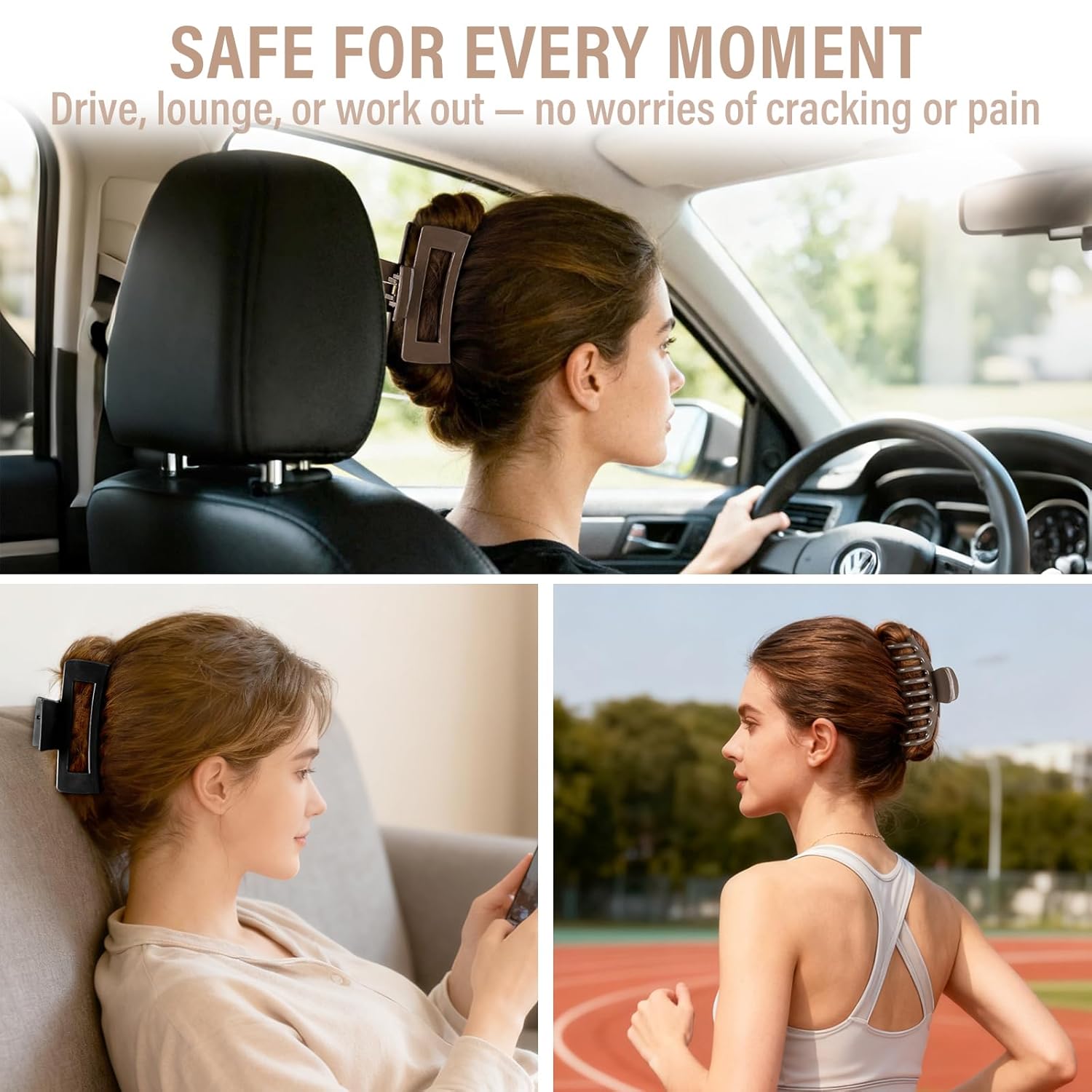 TOCESS Nylon Hair Claw Clips: Flexible & Unbreakable Safe Large Hair Claws for Thick/Thin Hair Women - Strong Hold 4 Pack 4.3 Inch Big Jaw Clips - Perfect Stocking Stuffers