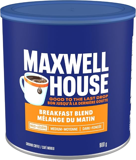 Maxwell House Breakfast Blend Café moulu, Boîte de 900 gr