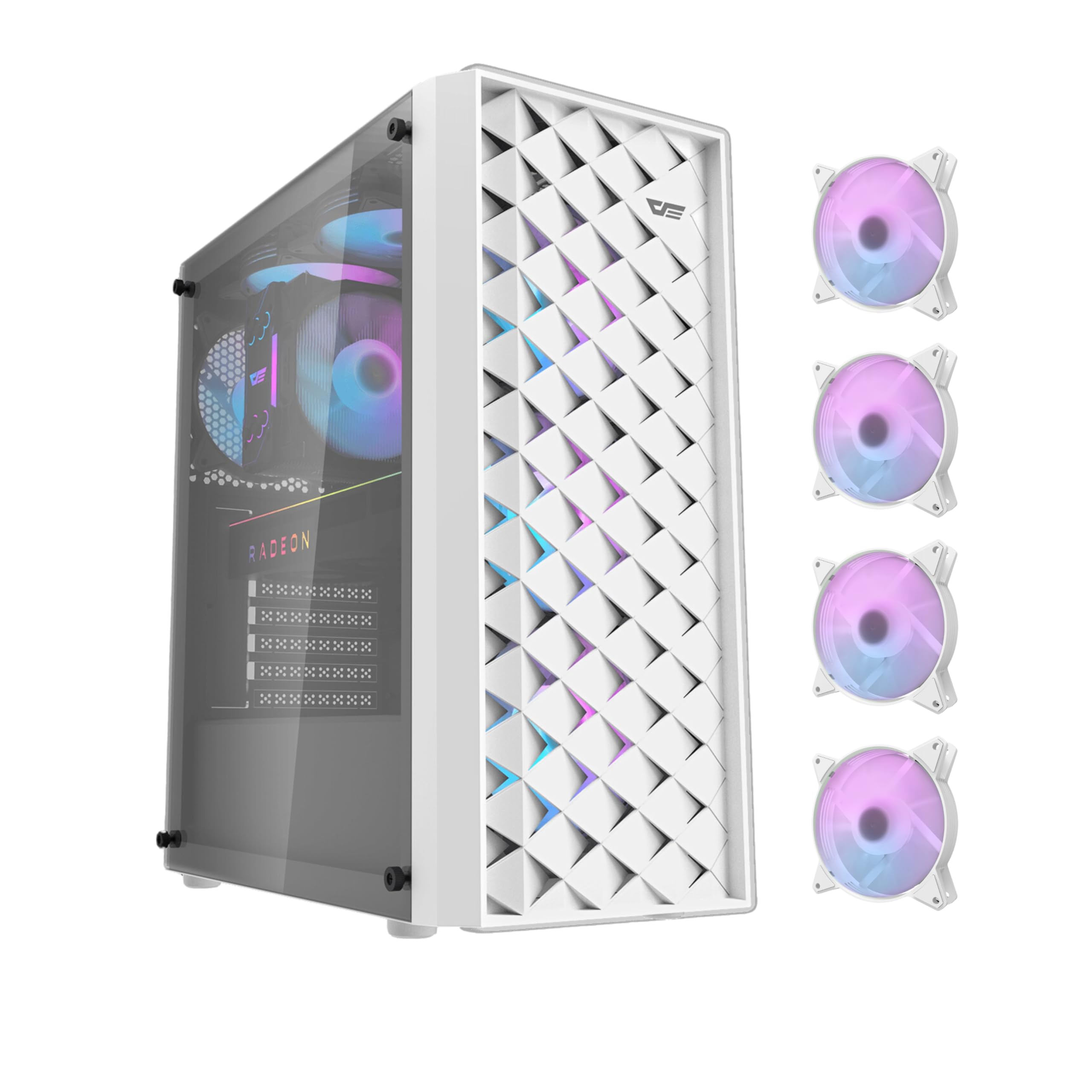 Darkflash DK351 computer case + 4 ventole (bianco)