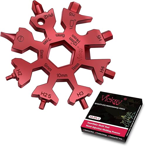 Miniatura 9 de Vickay Paquete de 2 multiherramientas 18 en 1 de copo de nieve, kit de destornillador Phillips plano/llave/abridor de botellas, equipo de campamento