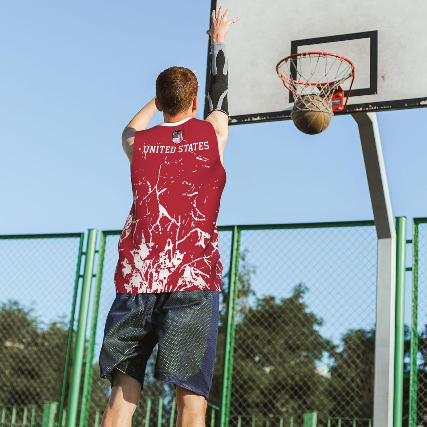 United States Flag Grain Basketball Jersey Sports Jerseys for Men Running Team Training Sleeveless Shirt