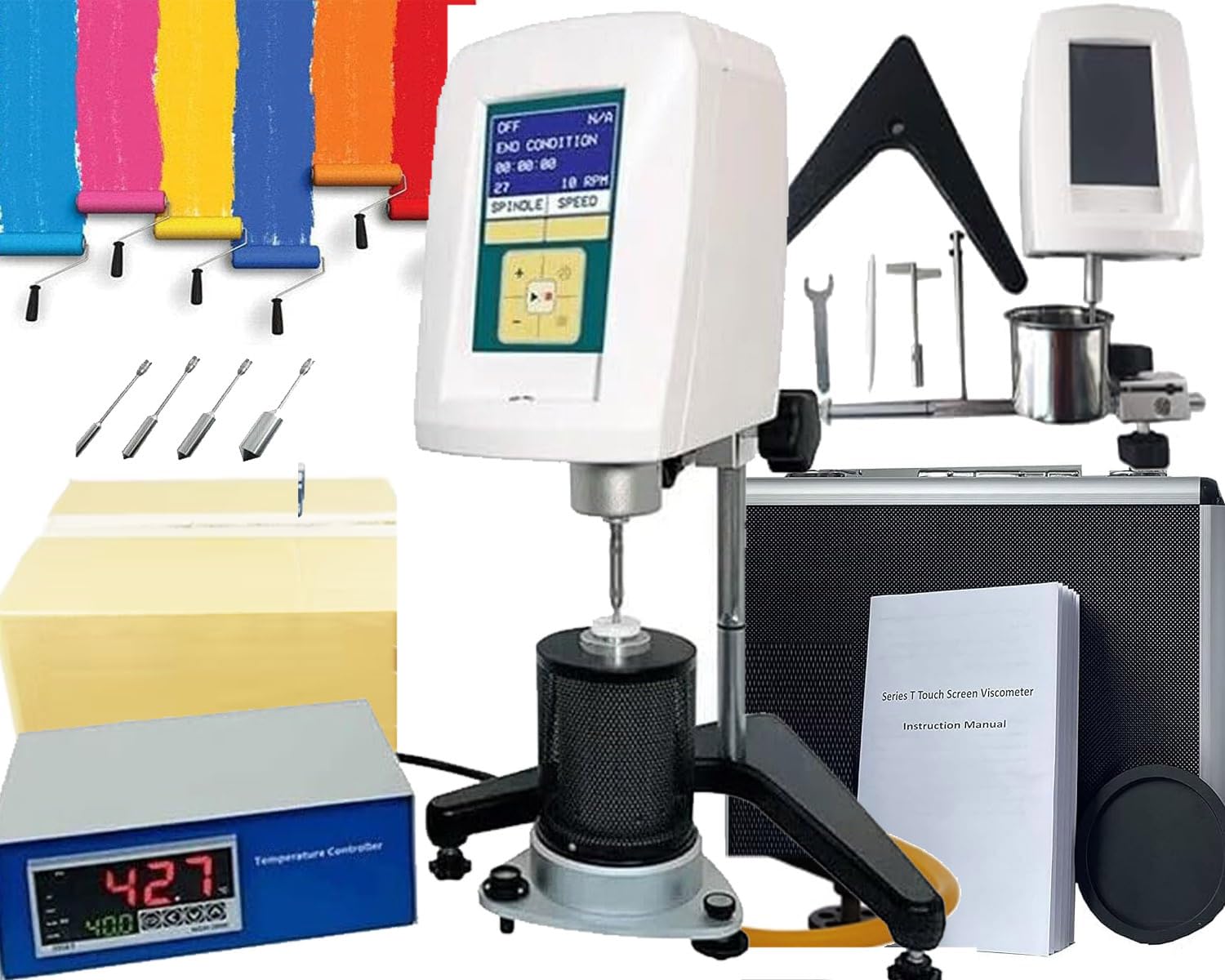 High Temperature Viscosity Meter High Temperature Rotational Viscometer Viscosity Meter with Measuring Range 50–3,300,000cP Temperature Range 15℃ to 250℃ USB Interface Accuracy 0.1℃