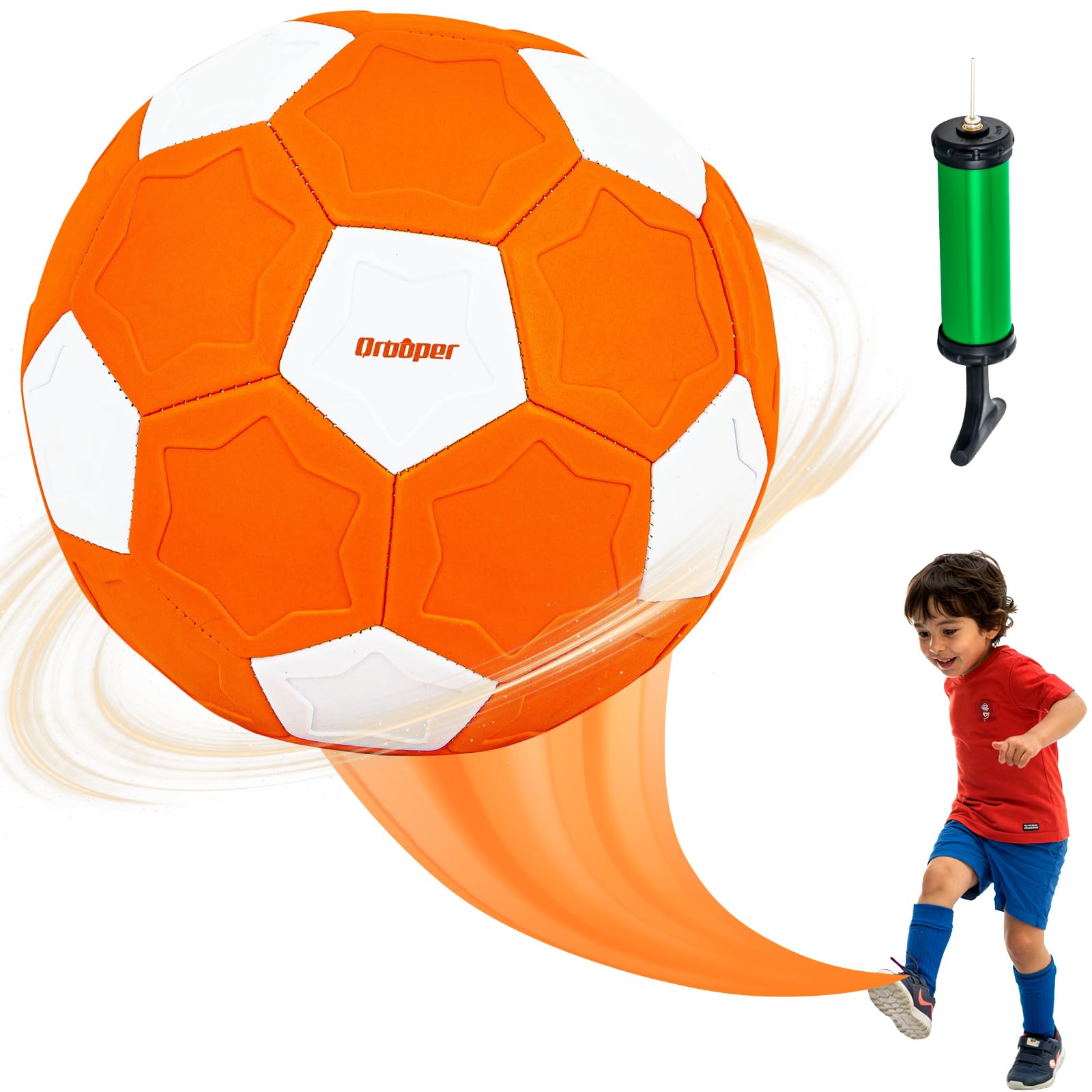 Qrooper Size 4 Soccer Ball Curve and Swerve Soccer Training Soccer for Kids Ages 3-12 Toddler Indoor Outdoor Games Birthday Easter Gifts for Boys