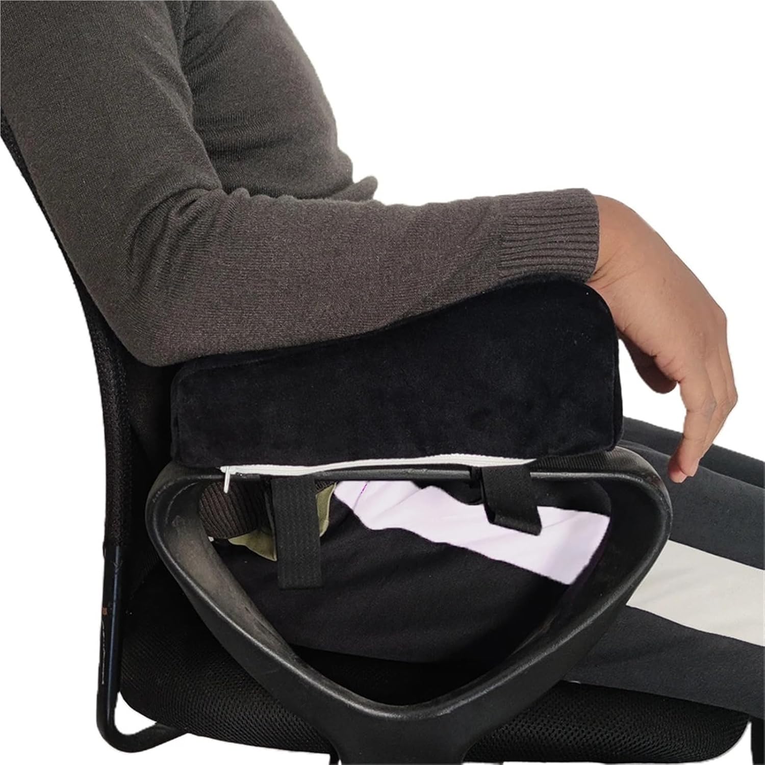 2Pcs Soft Adjustable Chair Armrest Pillows for Elbow Pressure Relief, Ideal for Home & Office Chairs(Light Gray,25X8X6CM)
