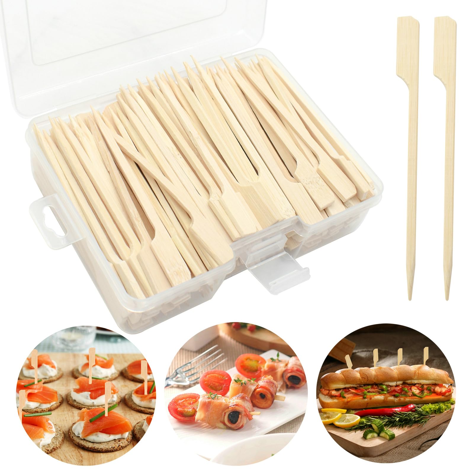 300 Stück Bambus-Spieße – 8,9 Cm, Paddel-Design, Für Cocktails, Fingerfood, Grillen & Partys