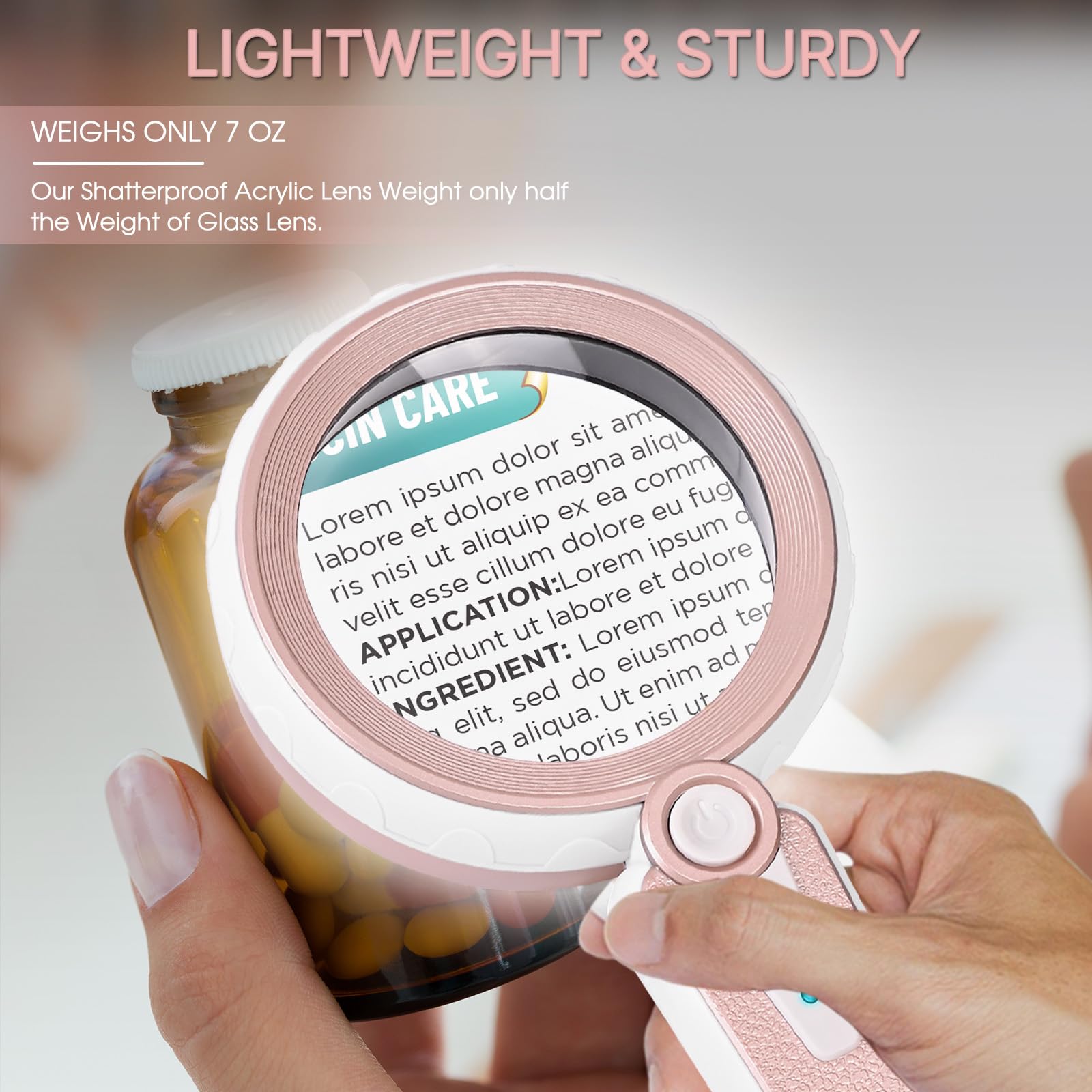 Lupa 45X con luz, 6 modos de color, lupa de mano grande de 4.6 pulgadas, recargable de 1200 mAh para mujeres, personas mayores de baja visión con degeneración macular, lectura, joyas, monedas