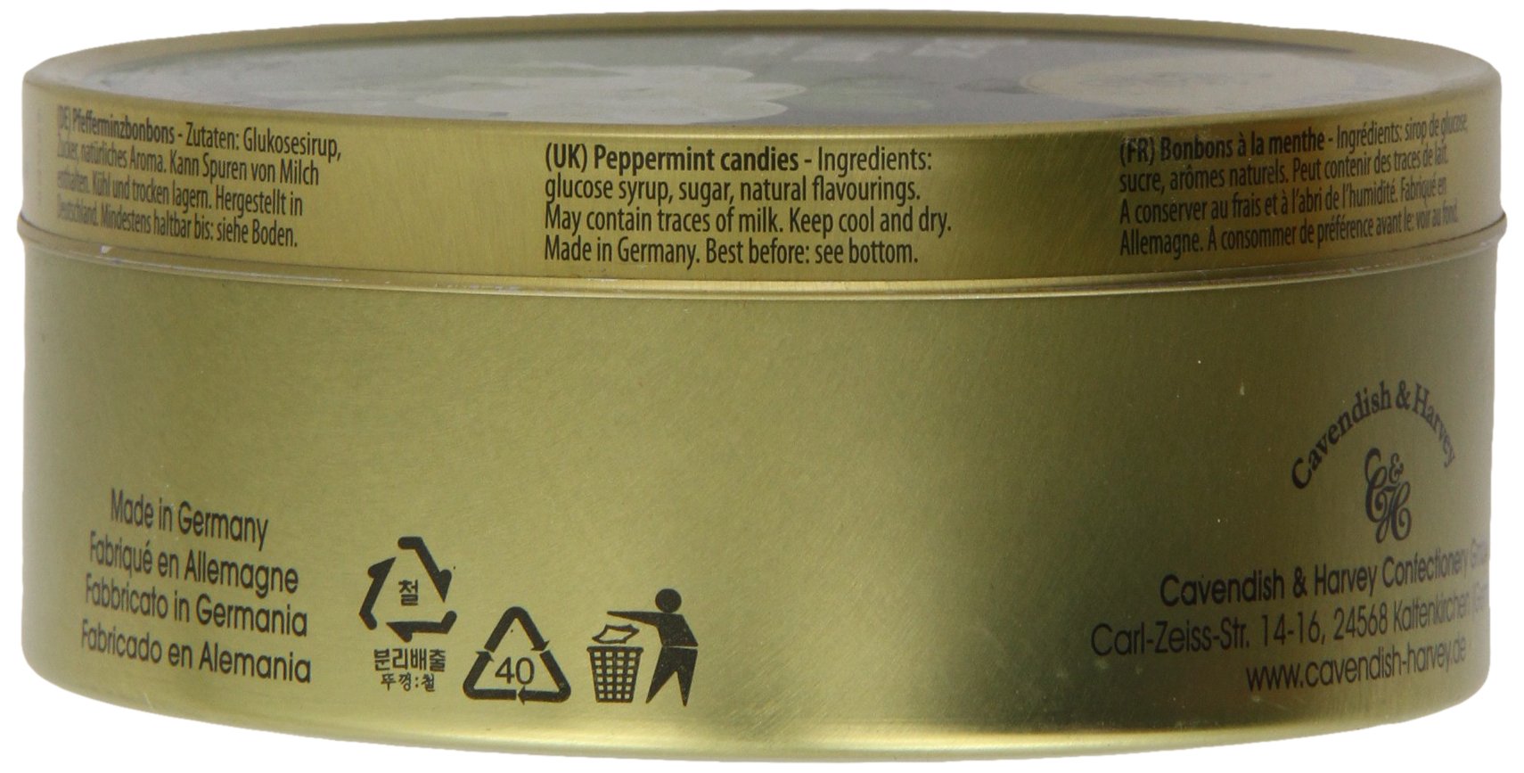 Cavendish & Harvey Travel Tin Clear Mints 200 g (paquete de 10)
