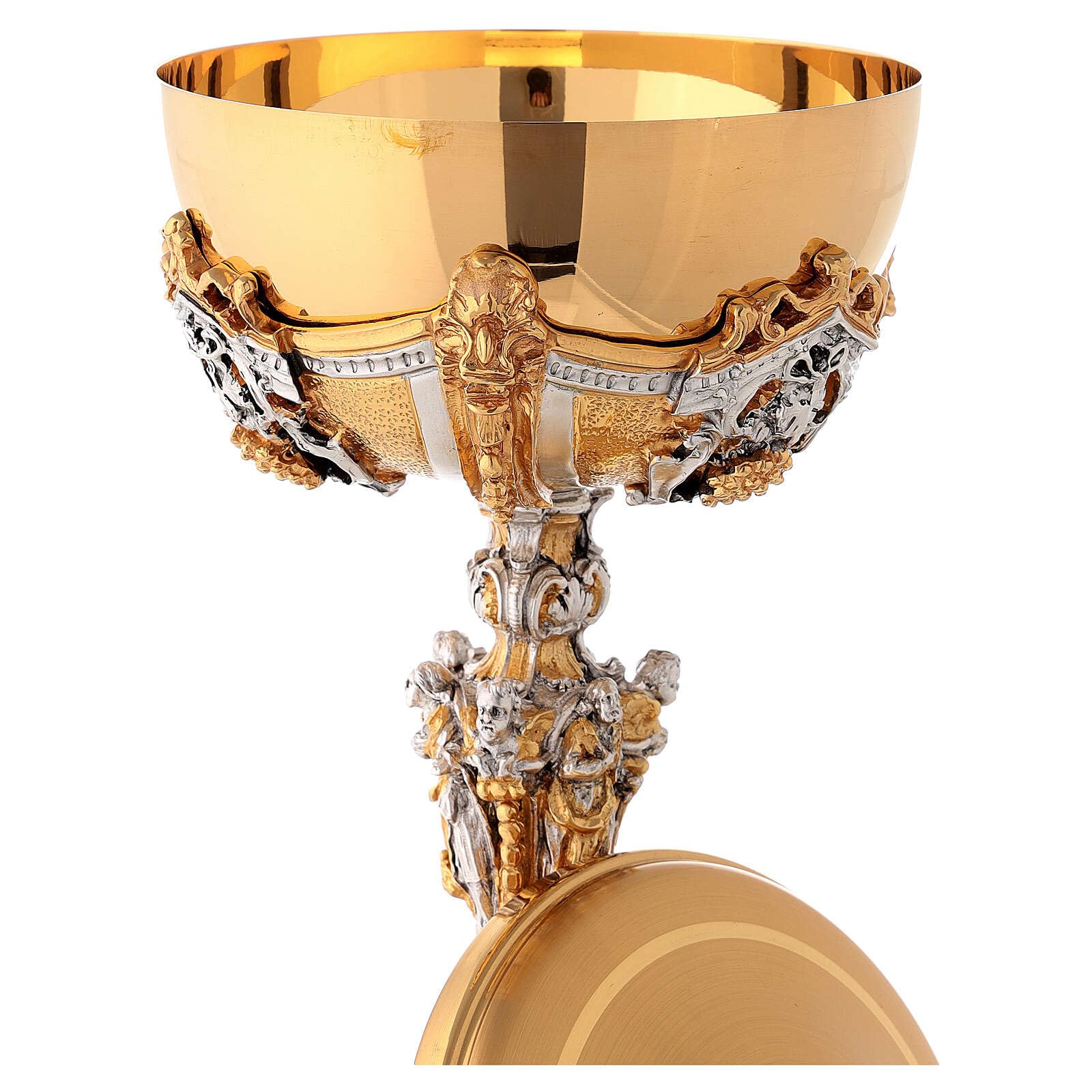 Holyart Calici Pissidi Patene metallo: Calice argento e Pisside dorata argentata natività, Calice