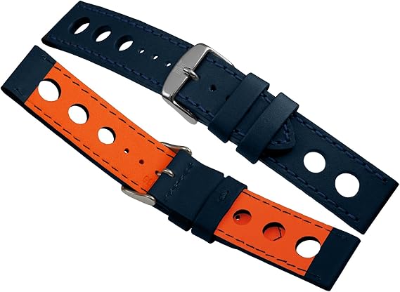 Davis 22mm Black Racing Rallye Perforated Watch Strap Blue Clothing Shoes Jewelry Amazon Com