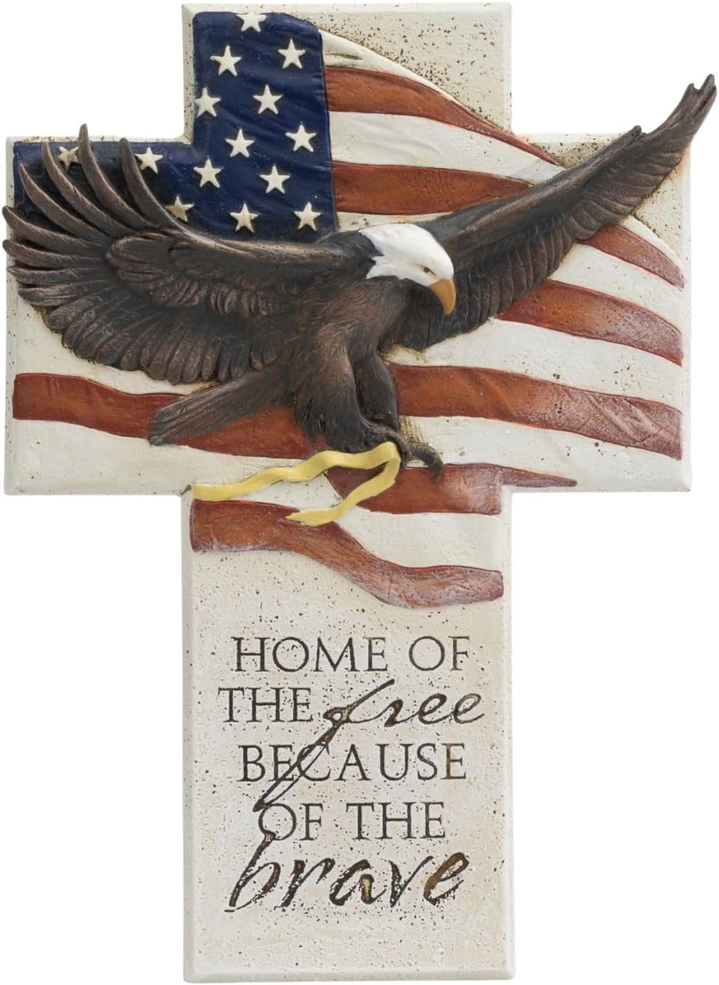 Grace4Joy Patriotic Christian Wall Cross Decor - 8” American Flag Bald Eagle Wall Art, USA 4th of July 250th Anniversary Home Decor
