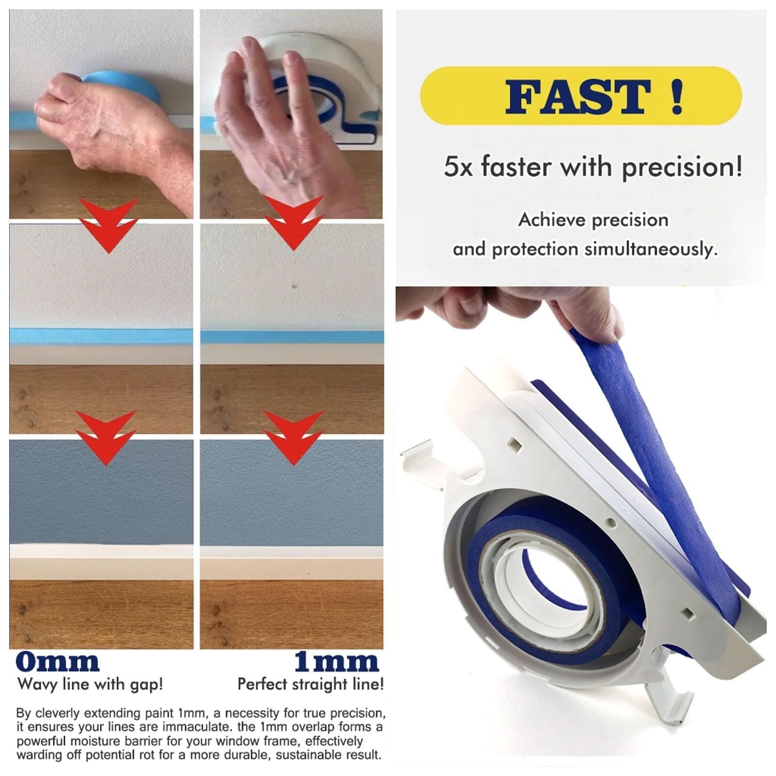 Painters Tape Applicator, Masking Master Tape Dispenser with Scraper, Masking Paint Tape Applicator Set for Painting Trim, Wall and Floor Painting — view 6