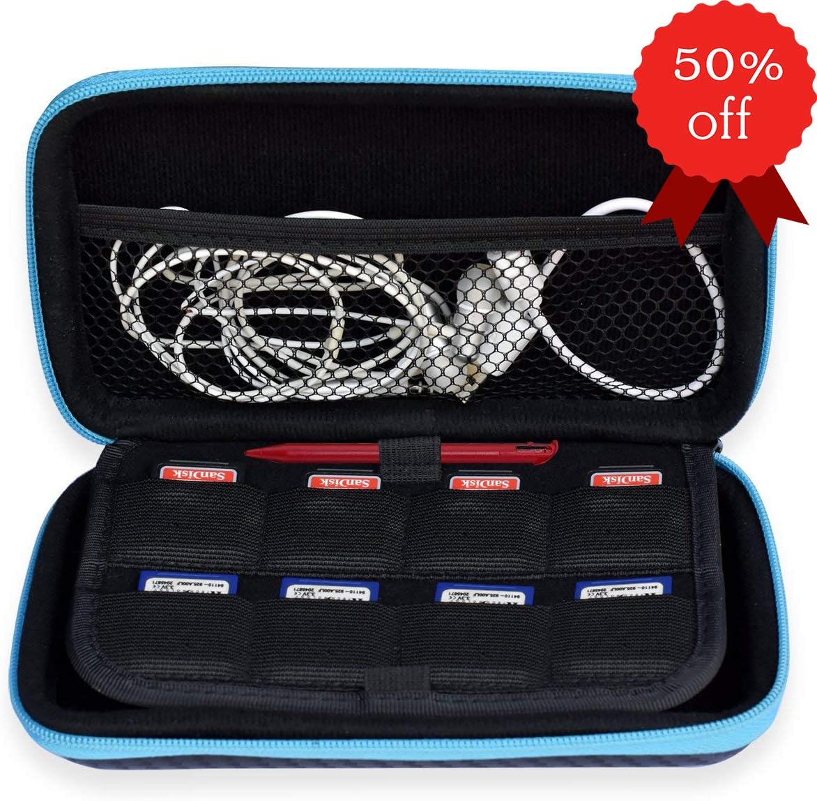 New Nintendo 3DS XL and 2DS XL Travel Carrying Case - Include 8 Game Storage, Accessories Pocket, Hard Shell(Black)