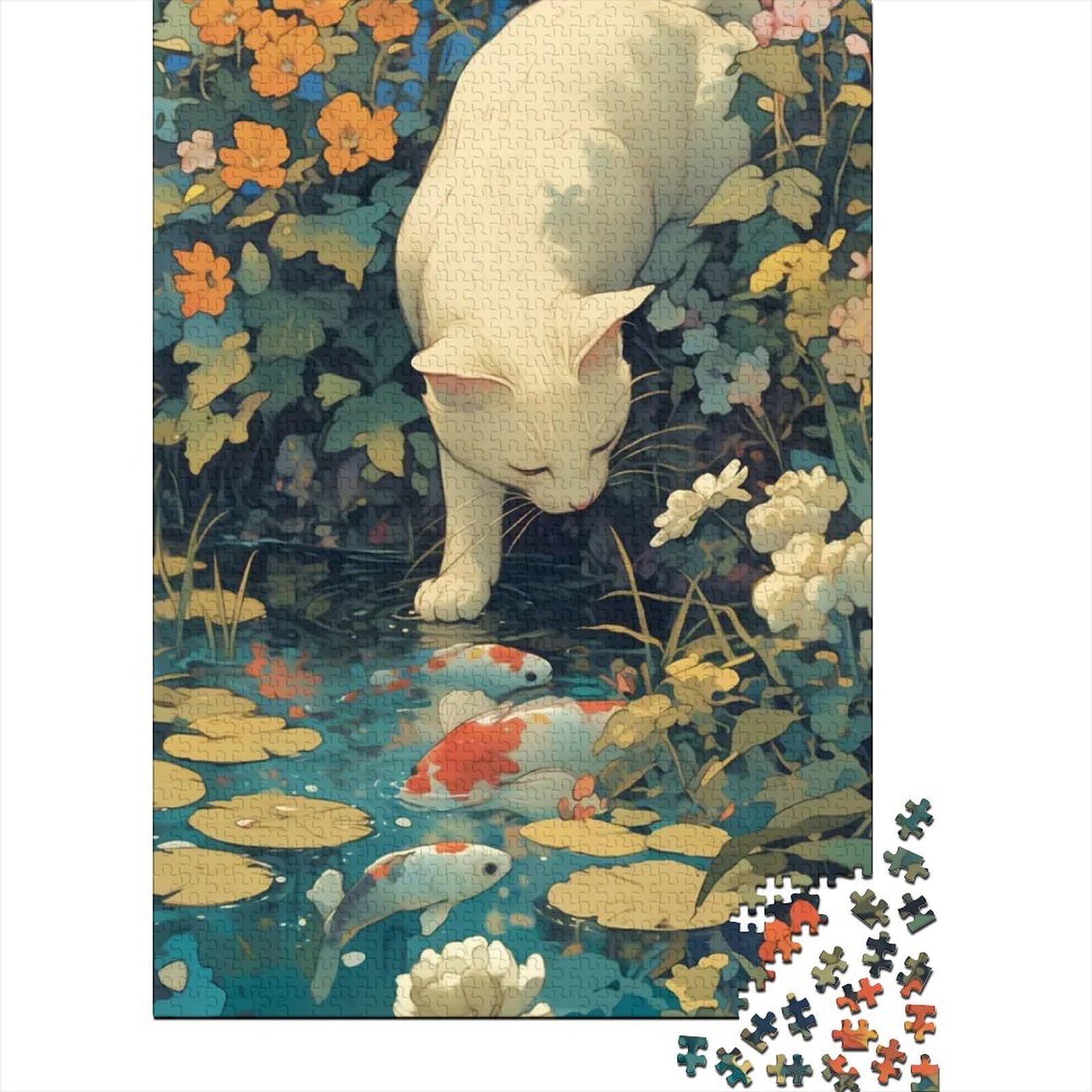 Cat 1000 Piece Jigsaw Puzzle Paper Adult Pond Jigsaw Puzzle for Adults Relax 60 nan — image 1