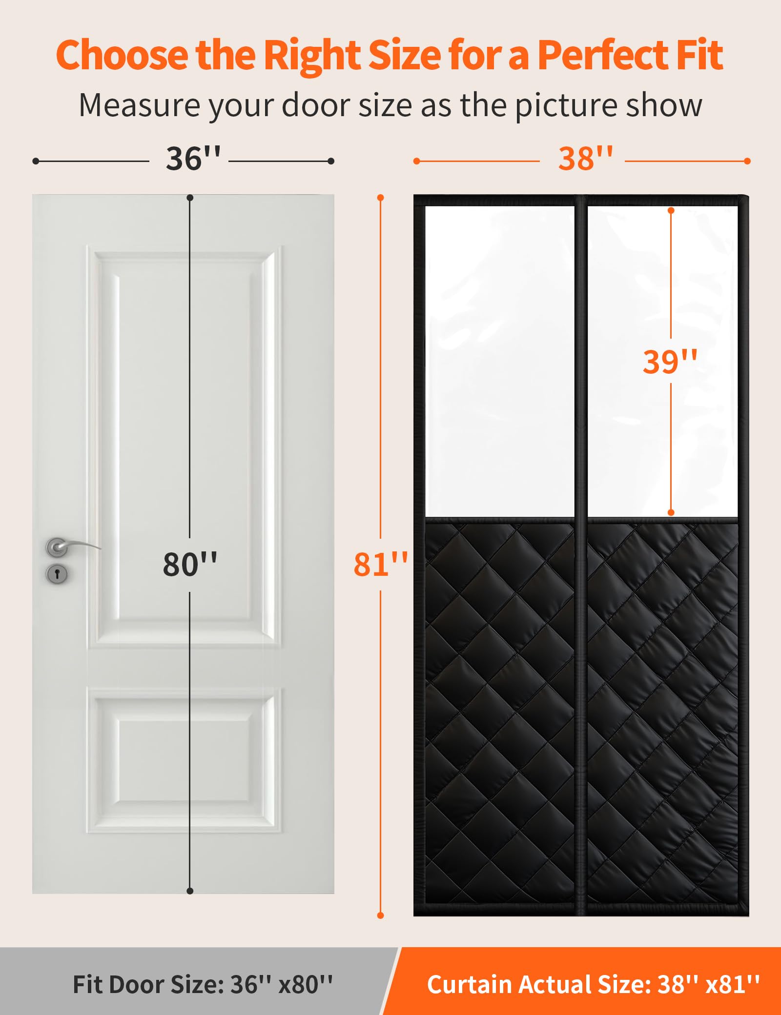 Magnetischer Thermo-Türvorhang – Für Türen Bis 91,4x203,2 Cm | Zugluftstopper Mit Transparentem Fenster