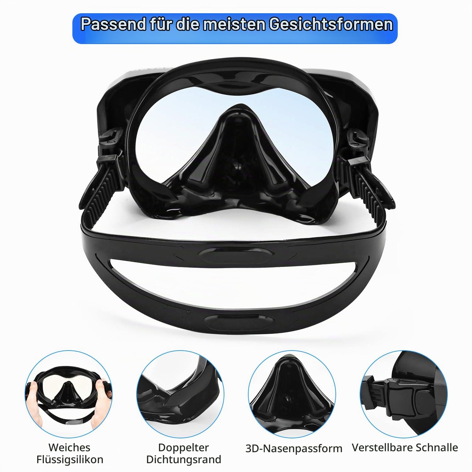 Schnorchelset Erwachsene, Anti-Fog Anti-Leck Schnorchelmaske, Taucherbrille mit Schnorchel für Schnorcheln, Schnorchelkit Tasche Inklusive