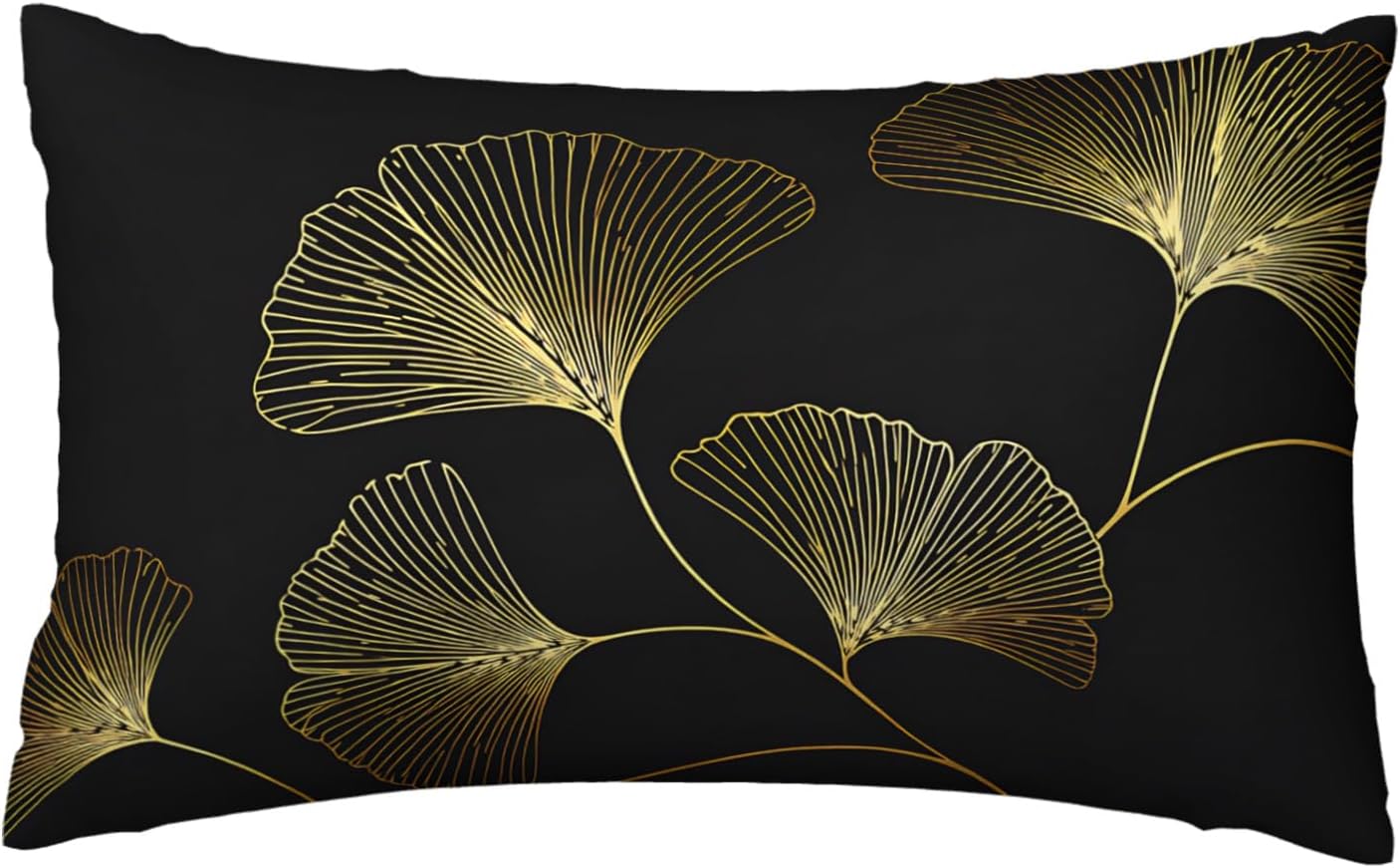 Minimalist Botanical Throw Pillow Cover,Golden Ginkgo Leaf Line Art Lumbar Pillow Cases Cotton Linen 12x20 Inch for Chair Sofa Bedroom Living Room Home Decor