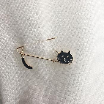 Amazon | 黒ネコ安全ピン 猫ブローチ ネコピン ストールピン