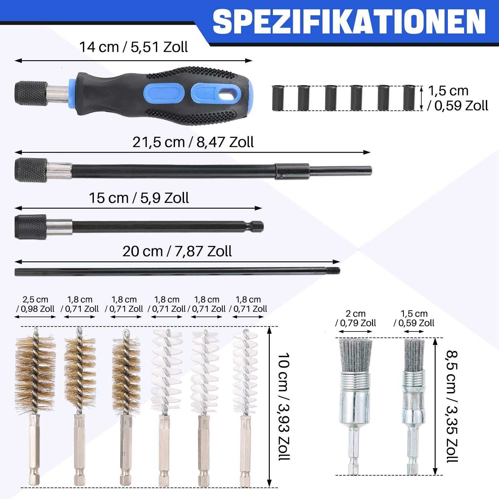 DASBET 19-teiliges Injektor Reinigungsset, Einspritzdüsen Sitzbürstenreiniger Werkzeug, Injektorsitz & Schaft Reinigungswerkzeug für Dieselmotoren, Universal Einspritzdüsen Reinigung Set