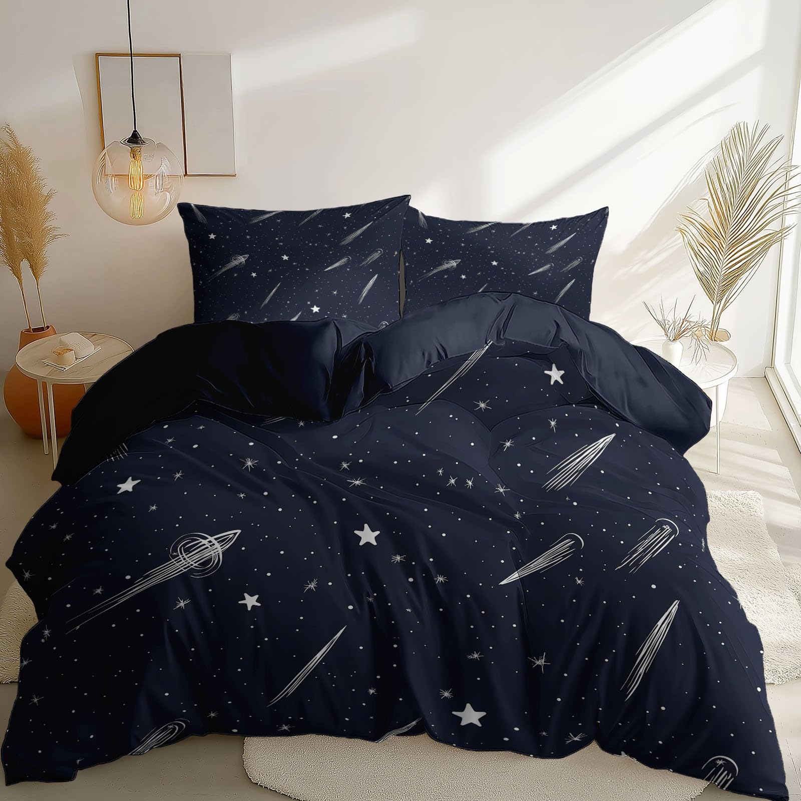 Housse de couette 240 x 260 imprimée parure de lit noir ado