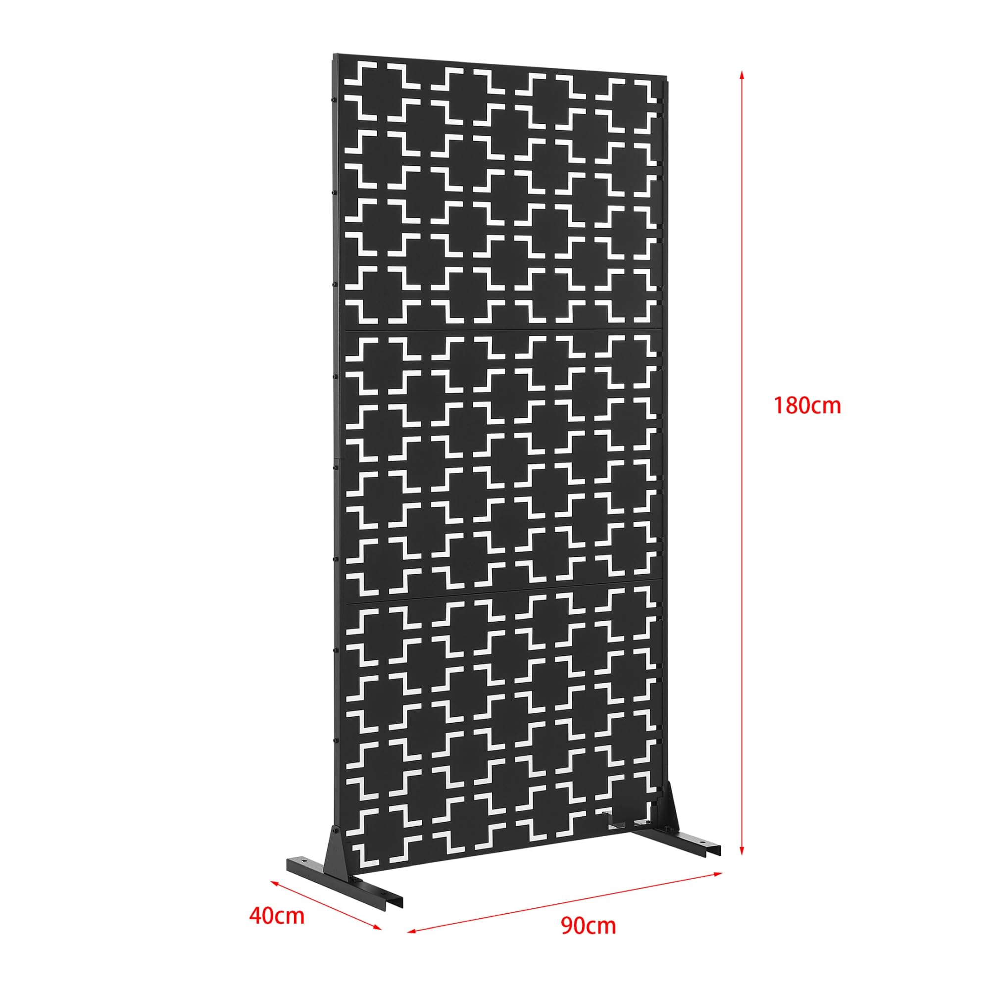 casa.pro Pannello Divisorio per Spazi Esterni Interni Frangivista Decorativo con Struttura Traforata Schermo Divisore in Acciaio 180 x 90 cm Nero