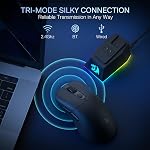 Redragon M998 Lightweight Wireless Gaming Mouse with RGB Magnetic Charging Dock, BT/2.4G Wireless/Wired Optical Mice, 24000 DPI, 5 Programmable Buttons for PC/Mac, Black