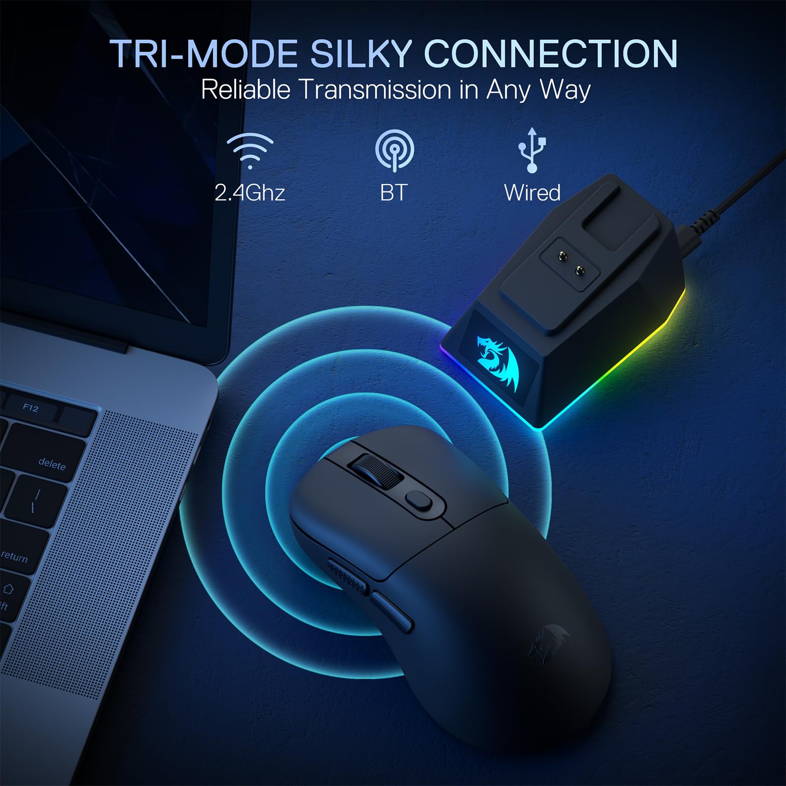 Redragon M998 Ratón Gaming Inalámbrico Base Carga Magnética RGB 24000 dpi