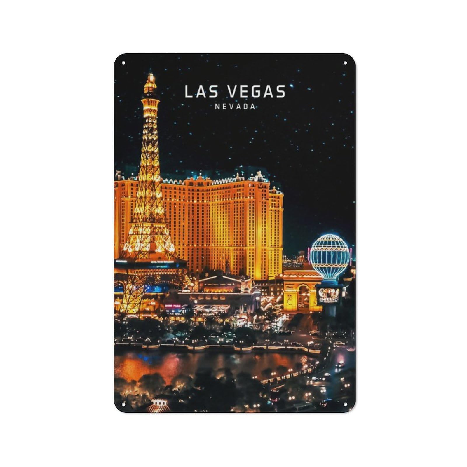 Junmoney Las Vegas Us Vintage Tin Sign 30X20cm With For Man Cave Or Games Room, For Games Room Collectors
