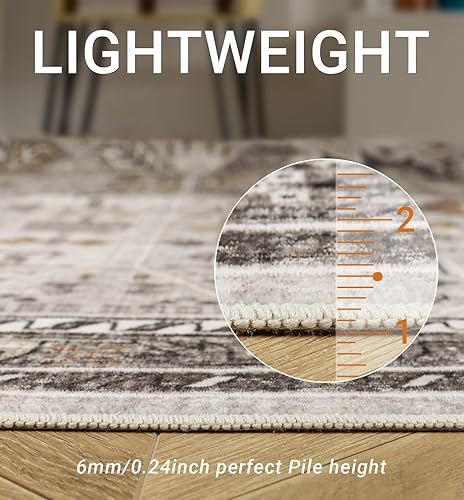 Miniatura 5 de befbee Alfombra de área ligera de 4 x 6 pies, antideslizante, lavable, resistente a las manchas, ligera, para comedor, alfombra ultrafina para