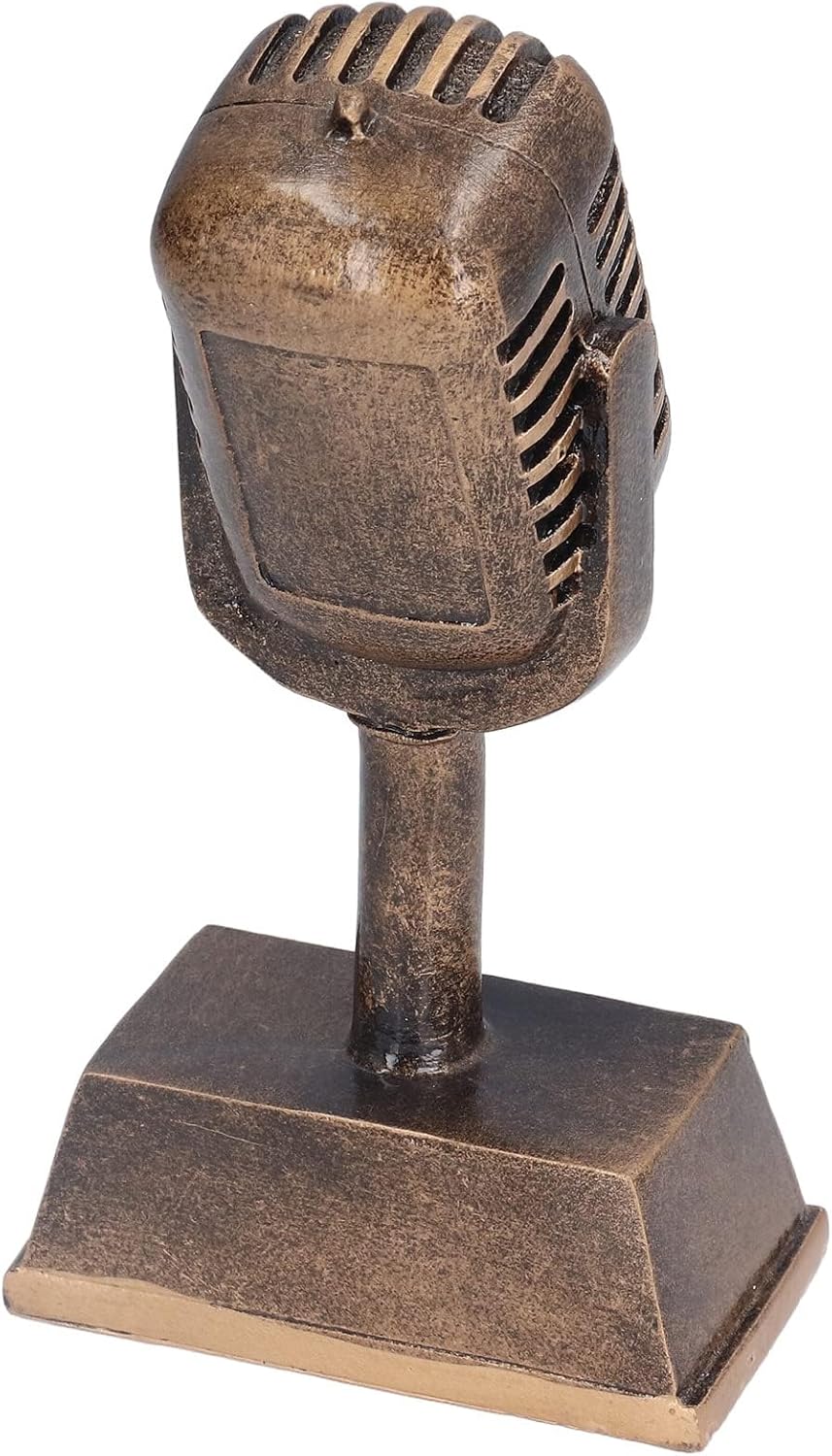 Award Trophy, Retro Microphone Props Model Resin Vintage Microphone Stage Table Decor Music Decor Tabletop Ornament for Home Party