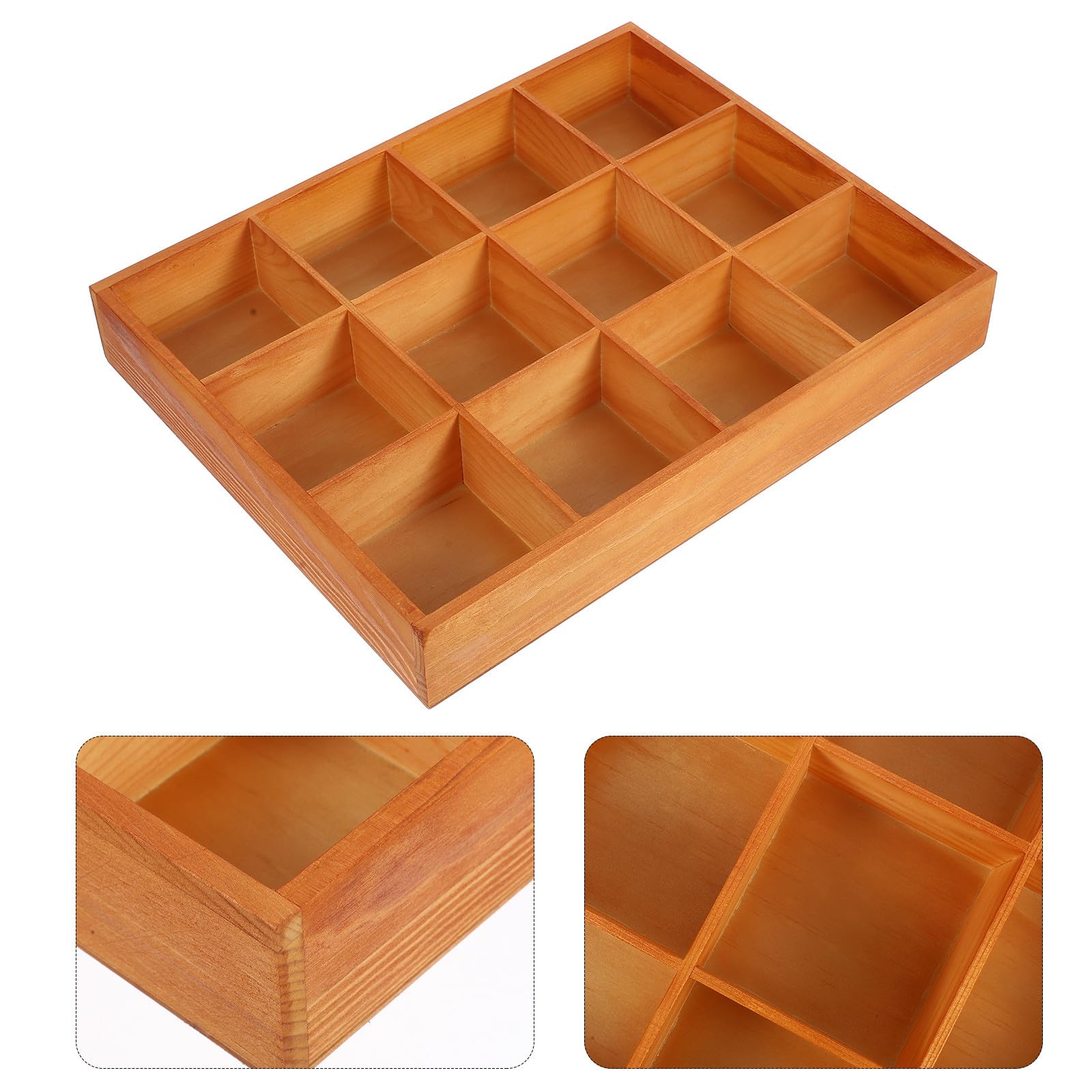 Contenitore Portaoggetti in Legno 12 Scomparti, Organizer per Cassetti di Calzini e Biancheria Intima, Divisorio per Armadio e Bagno per Ottimizzare Spazio e Ordine