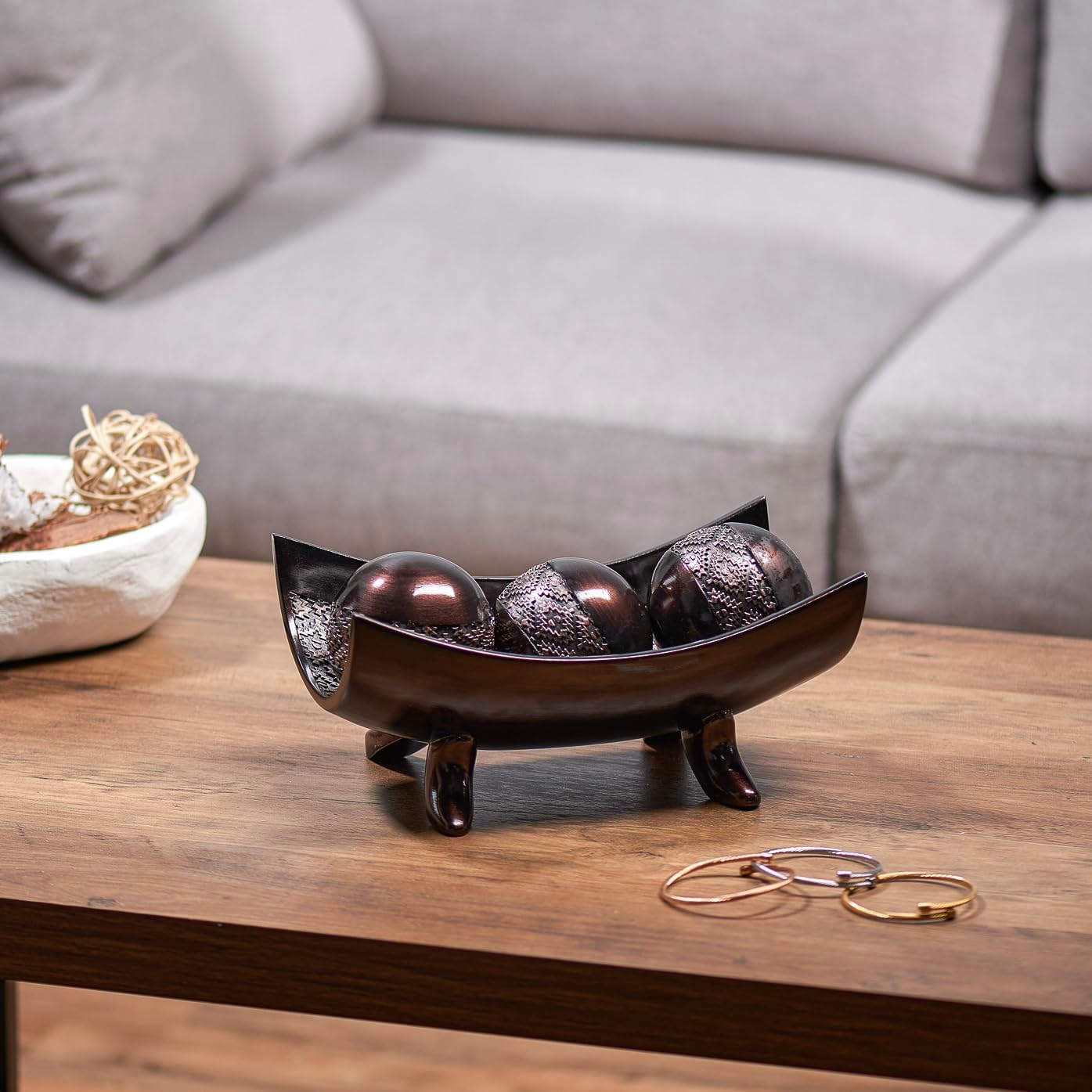 Creative Scents Dublin Brown Decorative Bowl - Decorative Fruit Bowl for Kitchen, Home Décor, Decor Tray for Coffee Table Decor, Living Room Centerpiece, Key/Candy Bowl for Entry Table Decorations