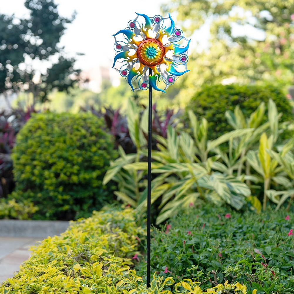 Wind Spinner Outdoor,Kinetic Metal Wind Spinner for Yard,Rustproof＆Waterproof Windmill,Wind Sculptures for Yard Decor 13 * 57 Inches