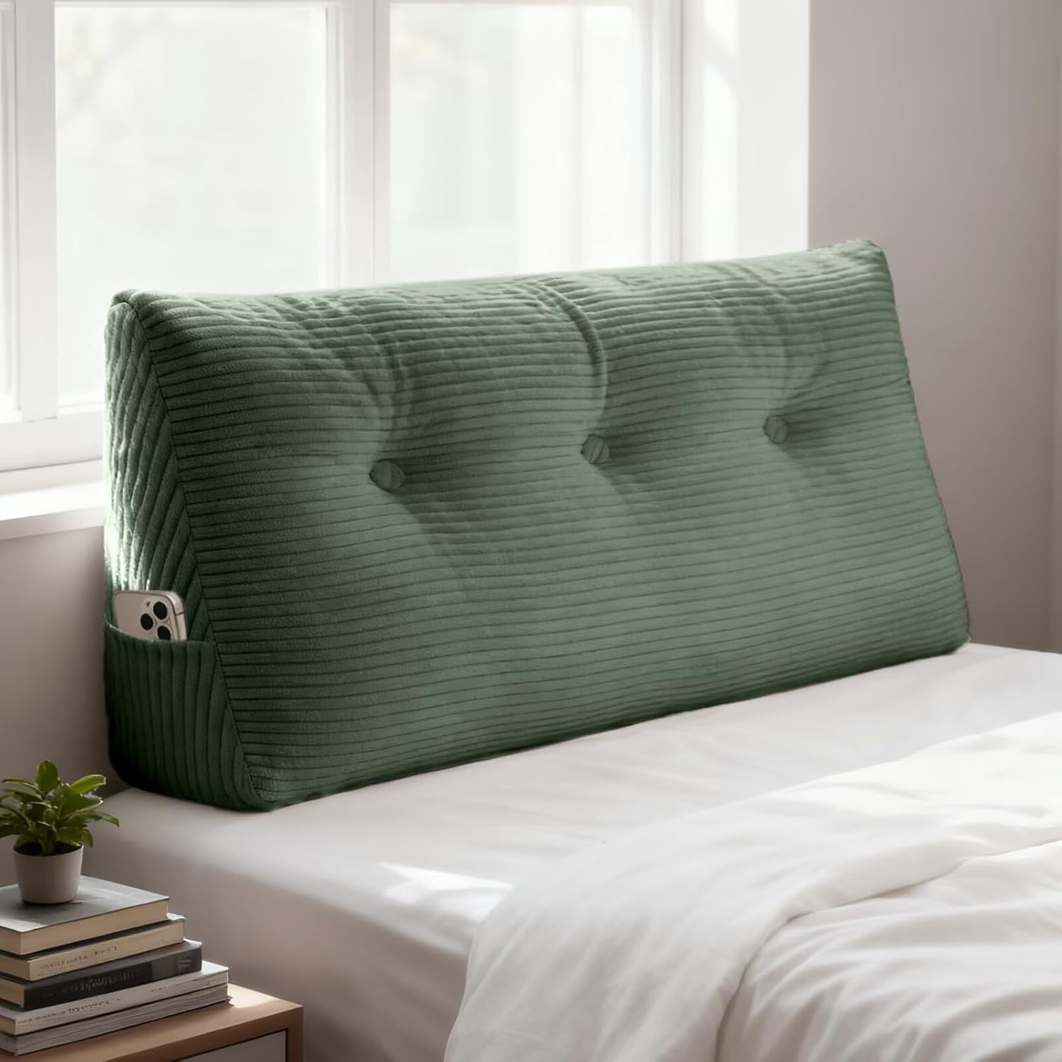 Wedge Pillow Headboard Twin/Twin XL Triangular Bed Wedge Pillow for Headboard, Headboard Pillow Reading Pillow for Daybeds and Bunk Beds with Removable Velvet Cover