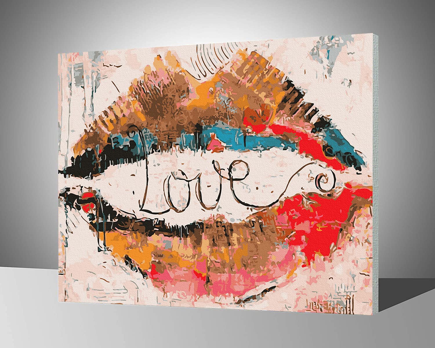 LukFun DIY Oil Painting Paint by Number Kit for Adults, Adults’ Paint by Numbers on Framed Canvas 16x20inch (Love, Framed)