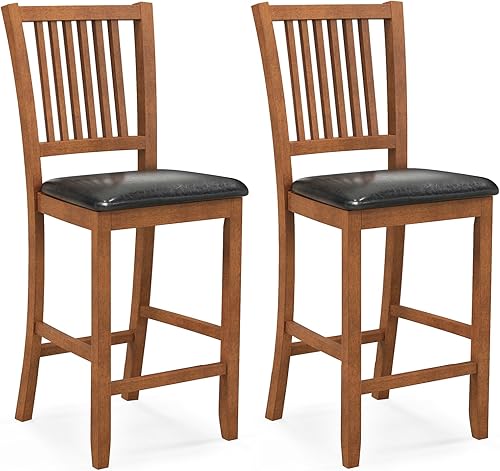 Miniatura 8 de Byroce - Juego de 4 taburetes de bar, sillas de comedor de madera, taburete de bar con respaldo y asiento acolchado, taburetes de bar tapizados para