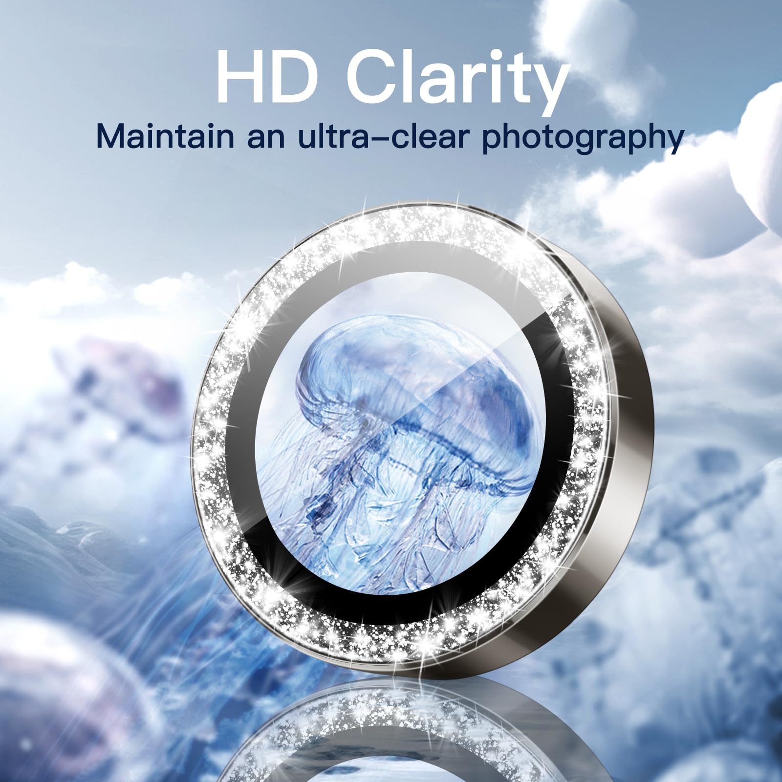 JETech Cameralens Beschermer Voor IPhone 16 Pro & Pro Max – 9H Gehard Glas, Zwarte Metalen Rand, AR-coating, Flitser Compatibel