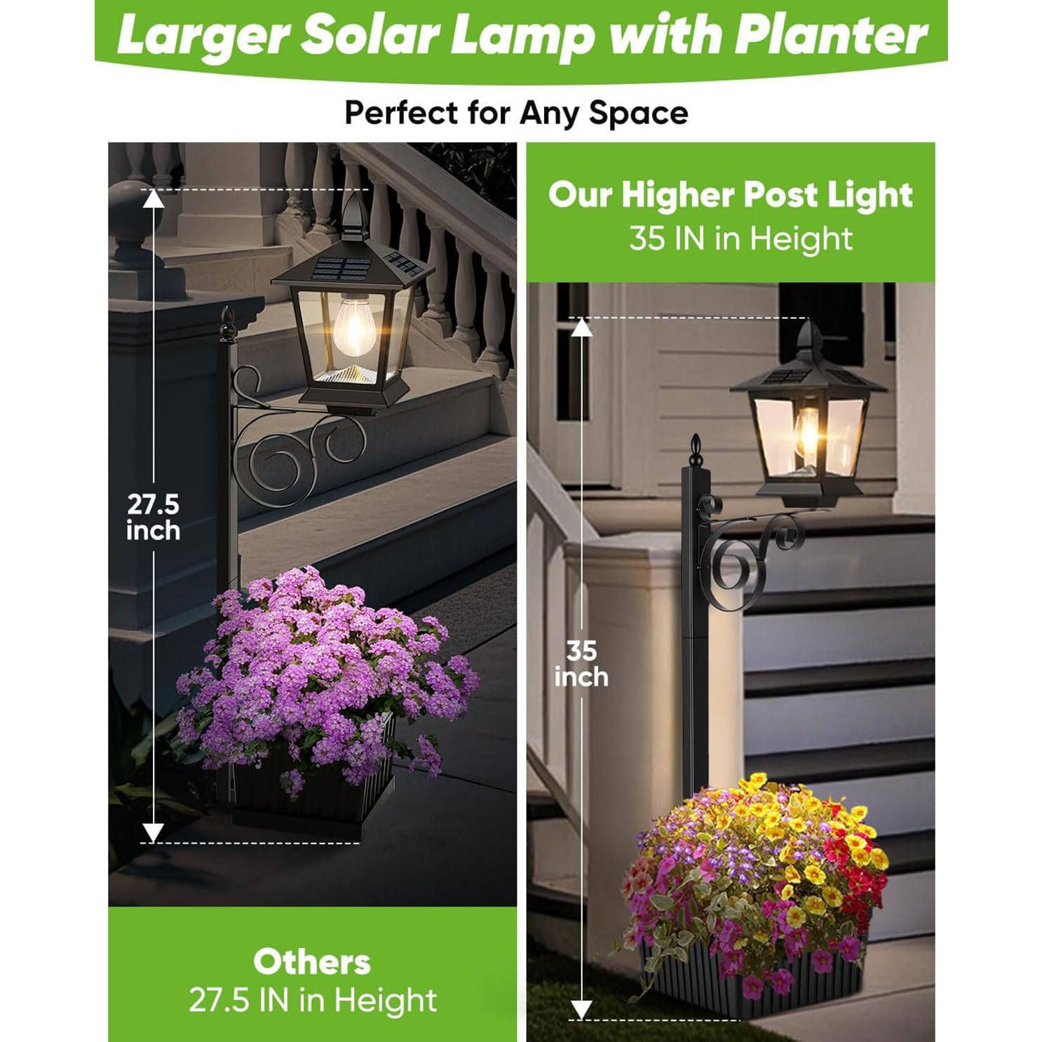 Lampada solare decorativa da giardino con design a vaso fiori con struttura in metallo e plastica per lampada solare da esterno paesaggistica