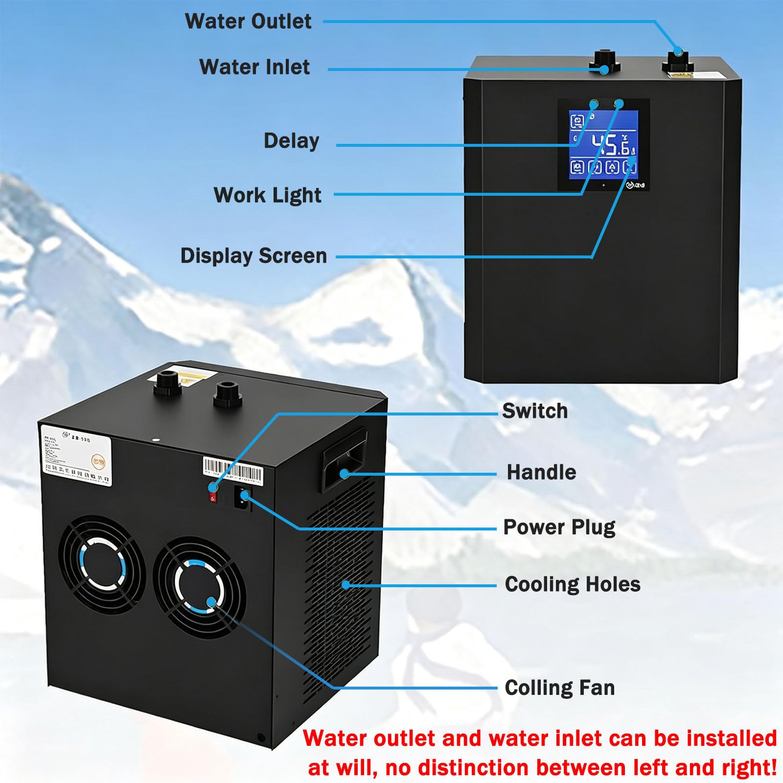 Enfriador De Agua para Bañeras De Inmersión Fría con Pantalla LED, Bomba, Control Remoto,Enfriador De Agua para Baños De Hielo para Recuperación Y Terapia Muscular En El Hogar Dualpump