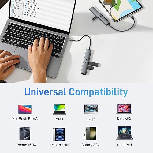 Miniatura 8 de Acer Hub USB C 5 en 1 con HDMI 4K, entrega de alimentación de 100W, 3 puertos de datos USB A, adaptador multipuerto USB C a HDMI para portátil, PC,