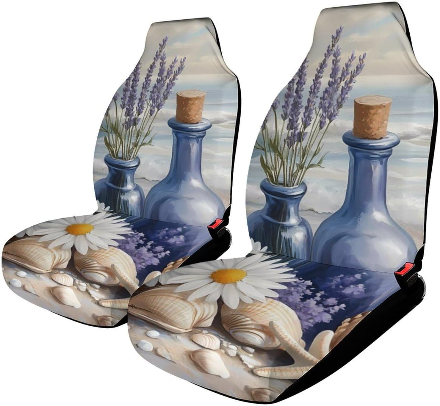 Beach Ocean Flower Starfish Car Seat Covers Universal Car Front Seats Protector Auto Interior Accessories 1PCS