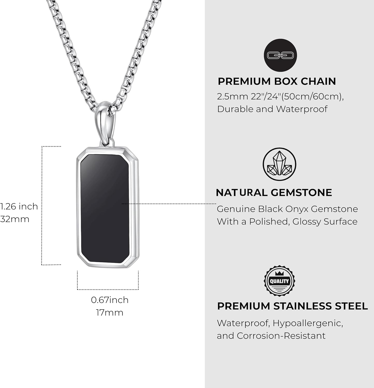 GAVU Men's Dog Tag Necklace, Crystal Pendant Necklace for Men - Image 3